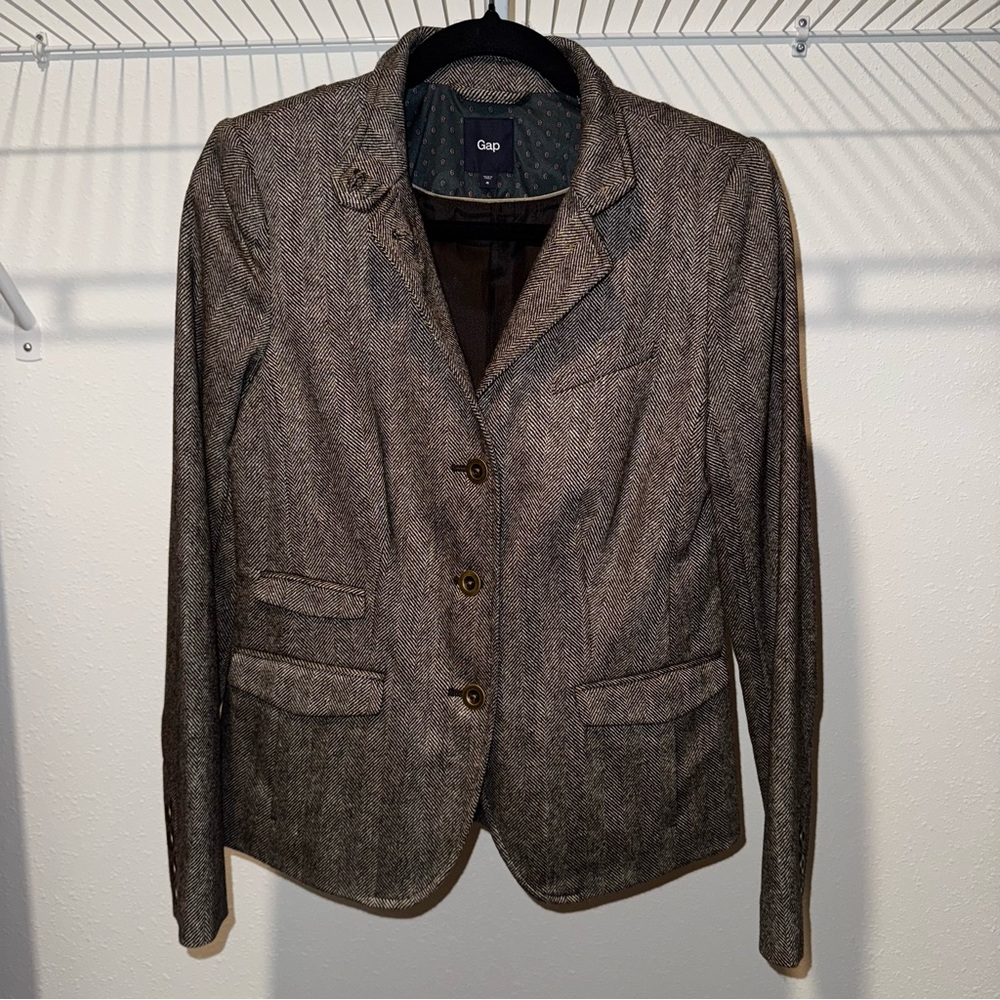 Vintage Gap blazer women’s herringbone tweed brown size 4